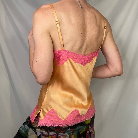 Express silk satin beaded lace trim camisole fairy‎ coquette vintage Y2K top M - Picture 12 of 14